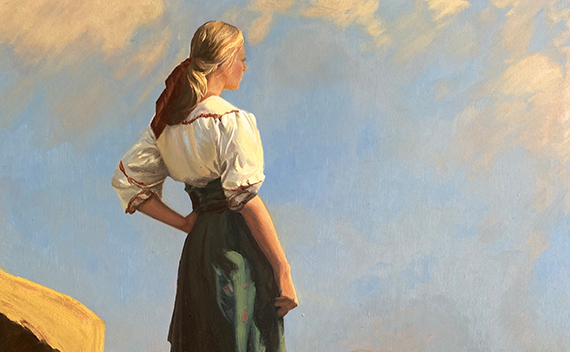 WIDOWS WALK - Oil on Cradled Wood Panel, 18in x 18in